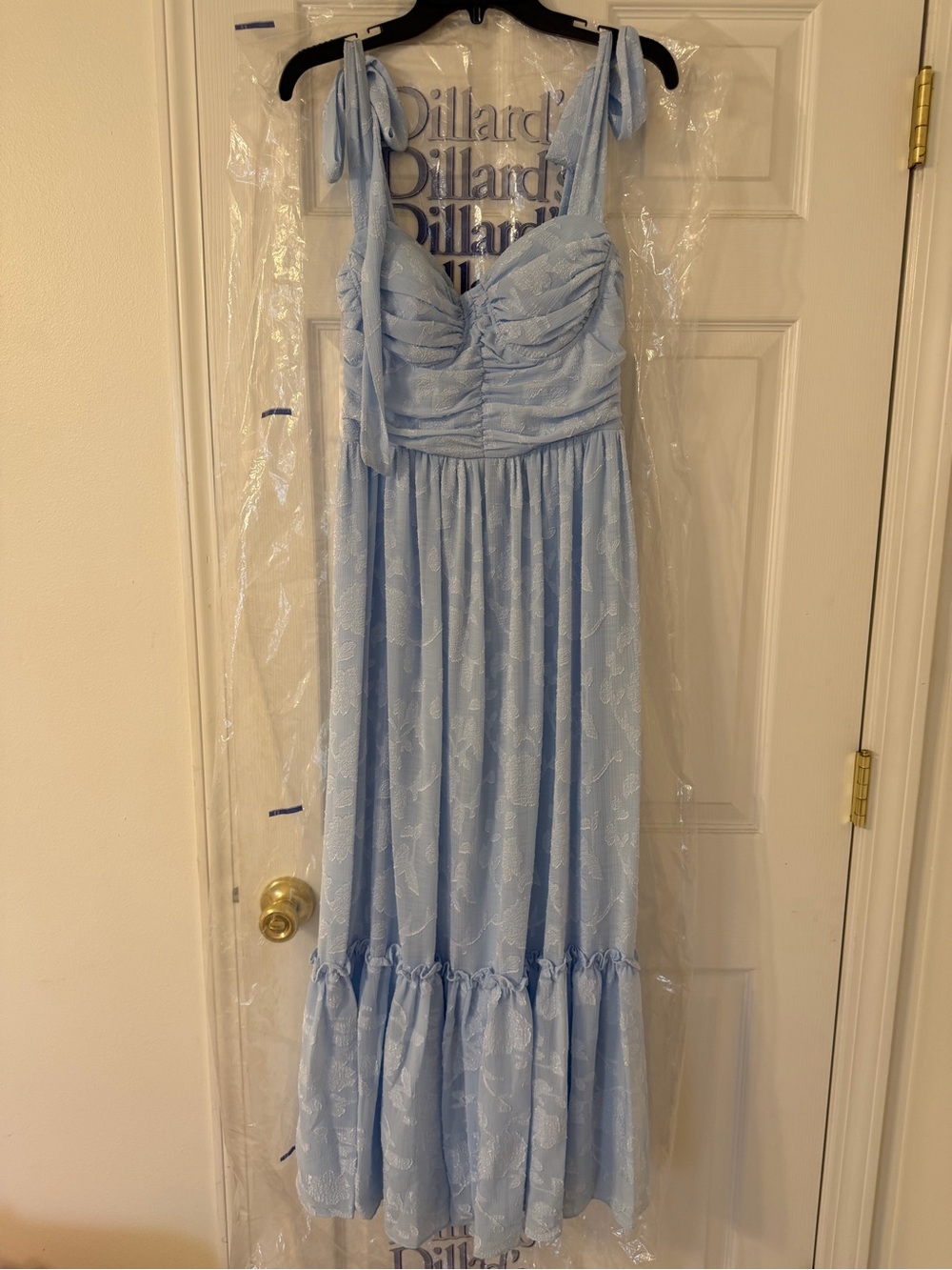 B Darlin Light Blue Maxi Dress with Tie Straps